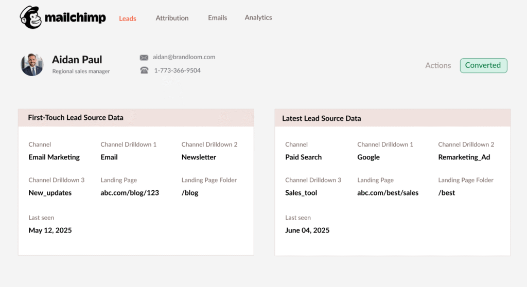 Mailchimp CRM utm parameters tracking