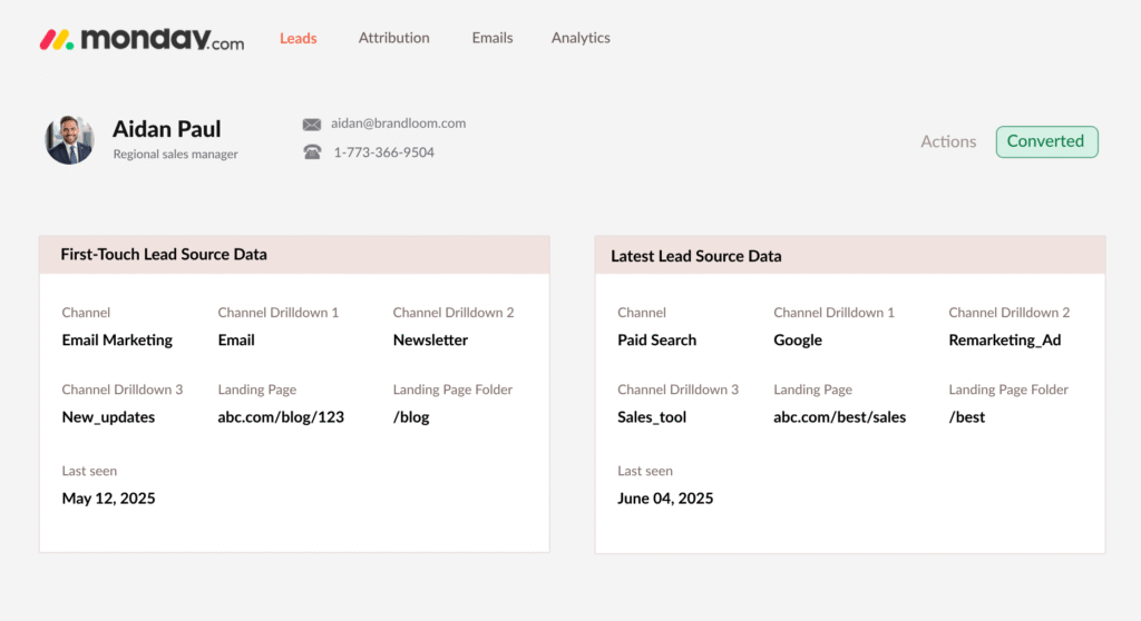 Monday utm parameters tracking