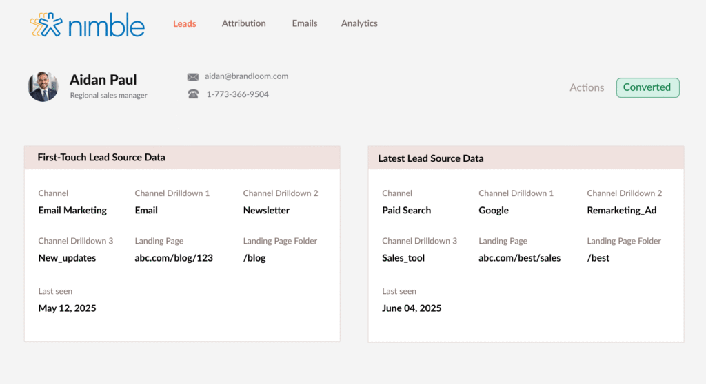 Nimble utm parameters tracking
