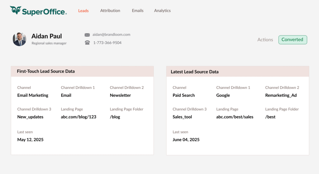 SuperOffice utm parameters tracking