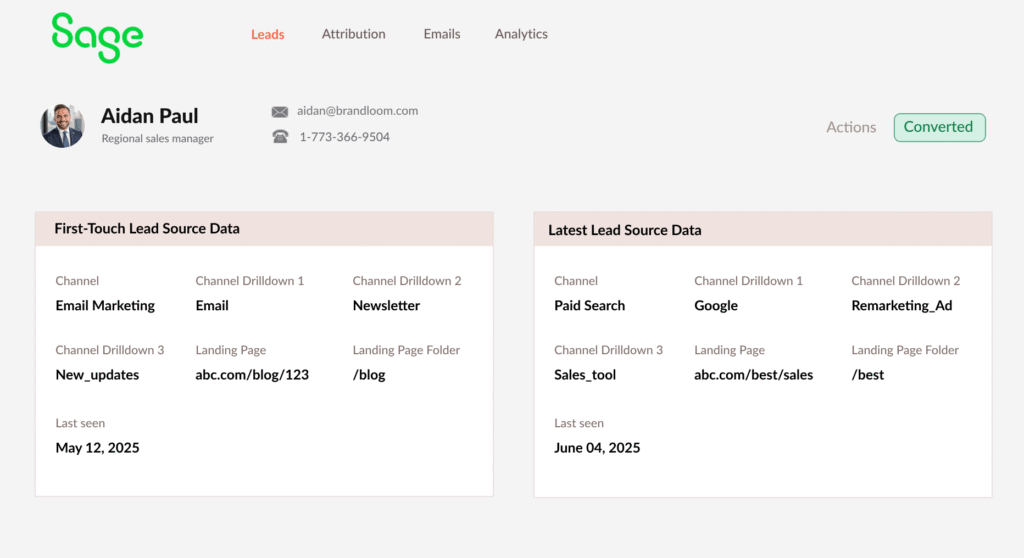 sage crm utm parameters tracking